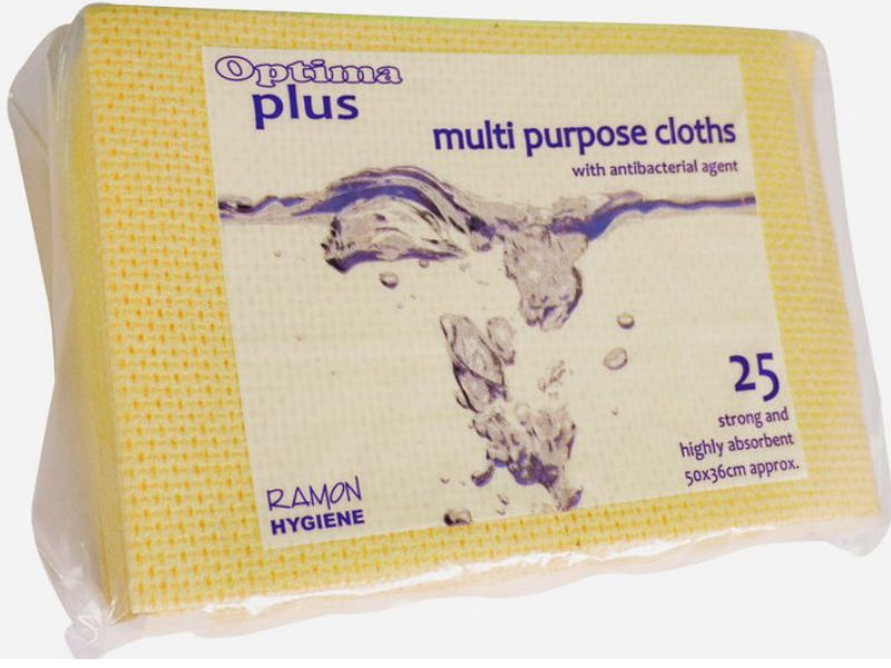 Optima Plus Lavette Cloths Yellow Pk 25