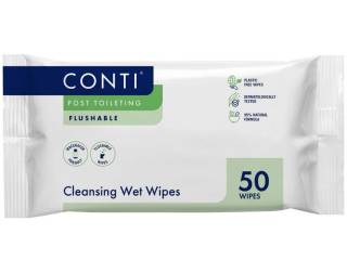 Flushable Moist Conti Wet Wipes Pk 50 : 3595